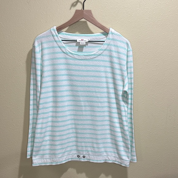 Vineyard Vines Tops - Vineyard Vines Medium Light Green Striped Terry Cloth Swim Cover Up Shirt